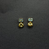 BLUE TOPAZ CITRINE GOLD EARRINGS