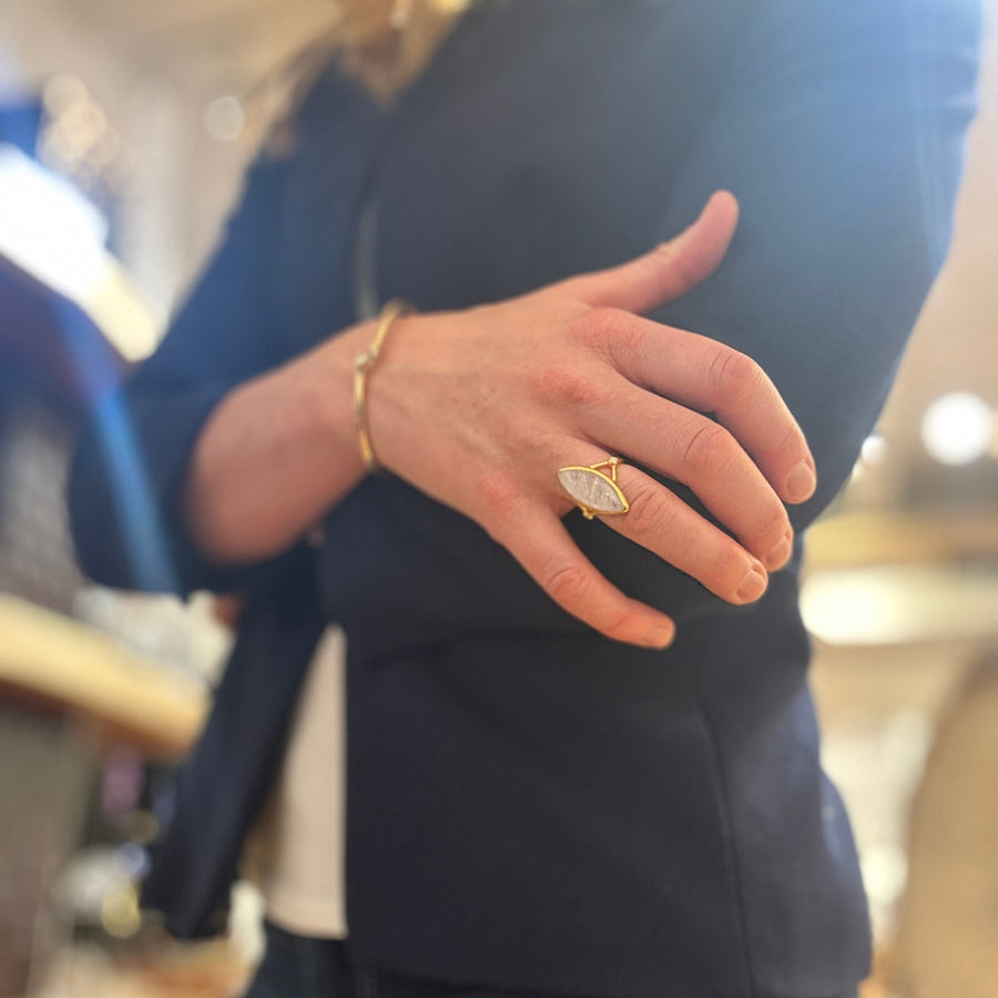 MOONSTONE AND DIAMOND RING