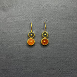 LABRADORITE CARNELIAN GOLD EARRINGS