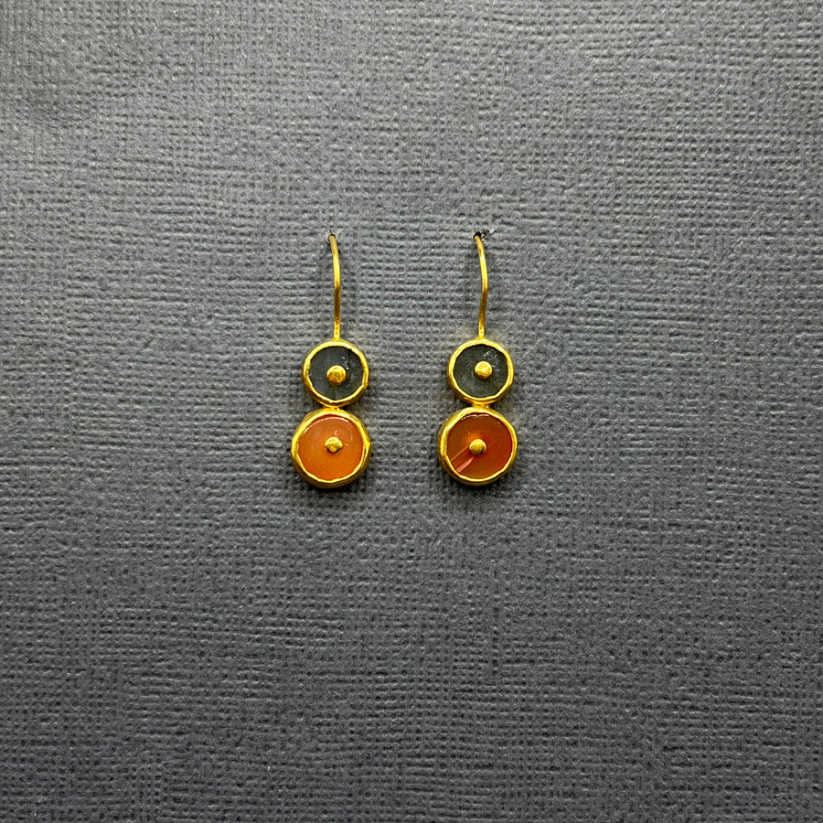 LABRADORITE CARNELIAN GOLD EARRINGS