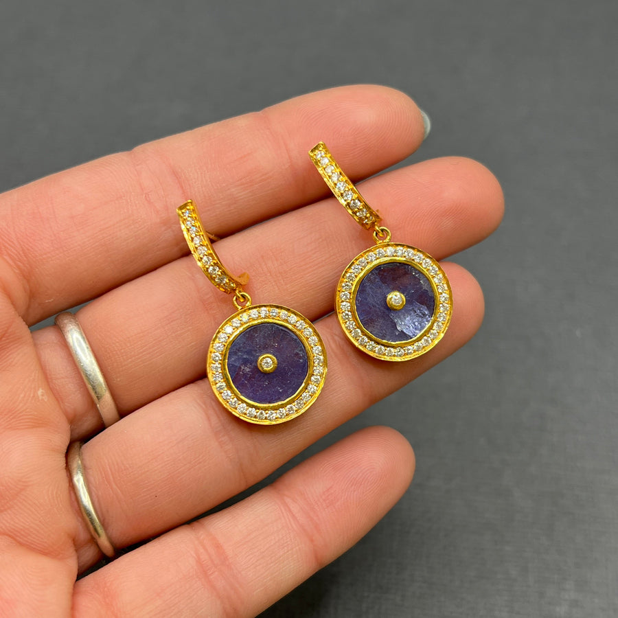 TANZANITE AND DIAMONDS SUN MAG EARRINGS