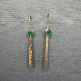 HAMMERED BAR GOLD GEMSTONE EARRINGS
