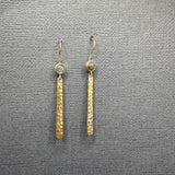 HAMMERED BAR GOLD GEMSTONE EARRINGS