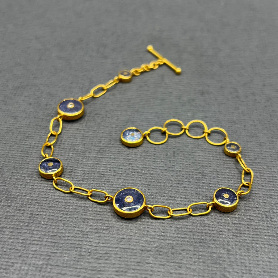 TANZANITE SUN AND DIAMONDS LINK BRACELET