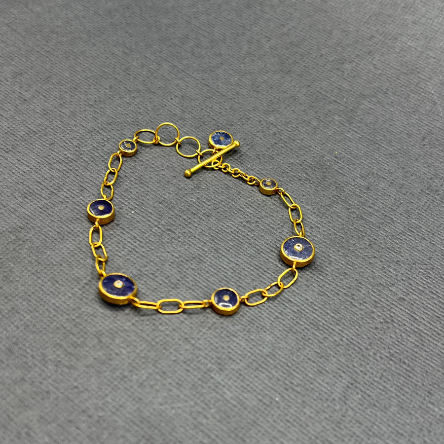 TANZANITE SUN AND DIAMONDS LINK BRACELET