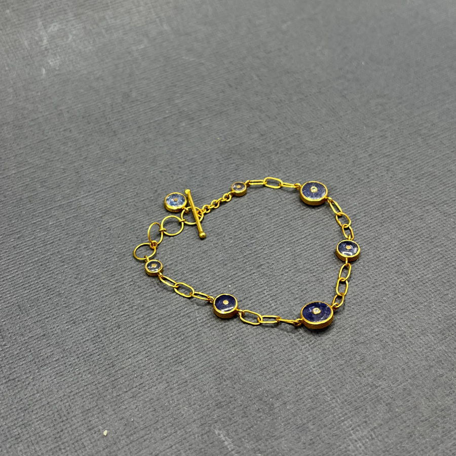 TANZANITE SUN AND DIAMONDS LINK BRACELET