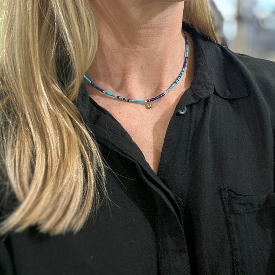 LAPIS TURQUOISE BEADED NECKLACE