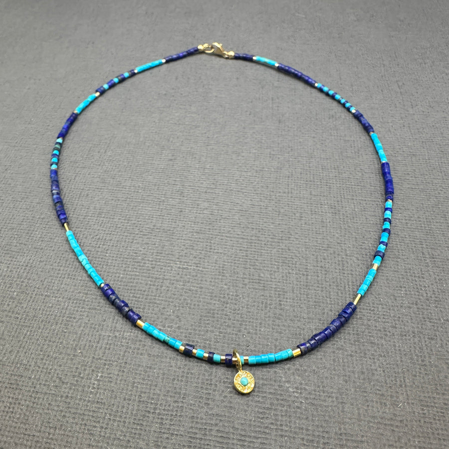 LAPIS TURQUOISE BEADED NECKLACE