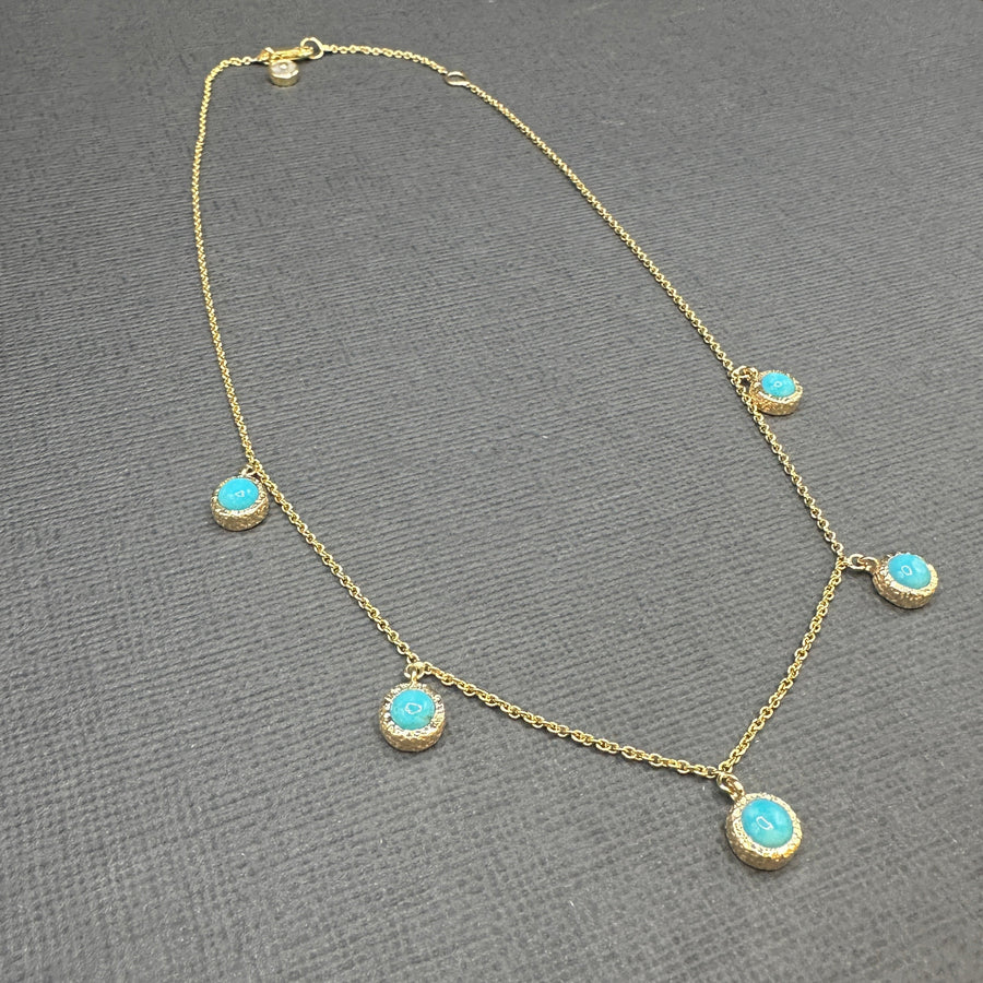 FIVE TURQUOISE GOLD NECKLACE