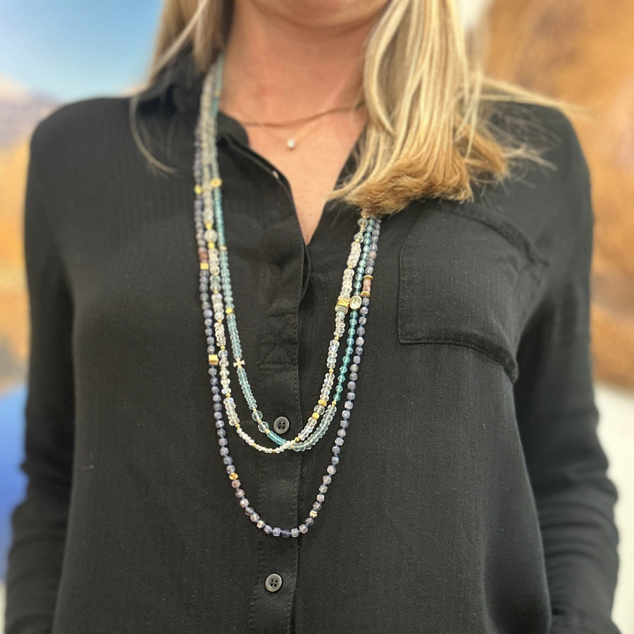 BEADED MOONSTONE LONG NECKLACE