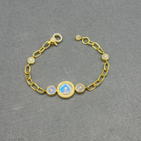 MOONSTONE & DIAMOND SUN LINK BRACELET