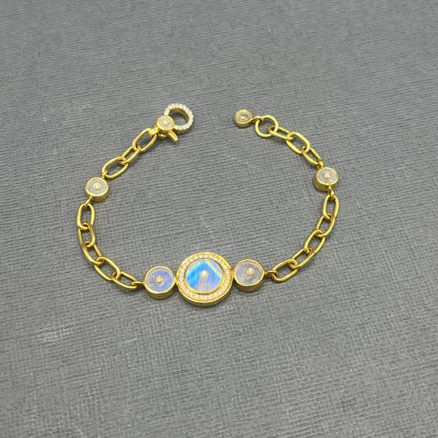 MOONSTONE AND DIAMONDS SUN LINKS BRACELET