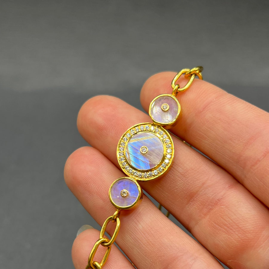 MOONSTONE AND DIAMONDS SUN LINKS BRACELET