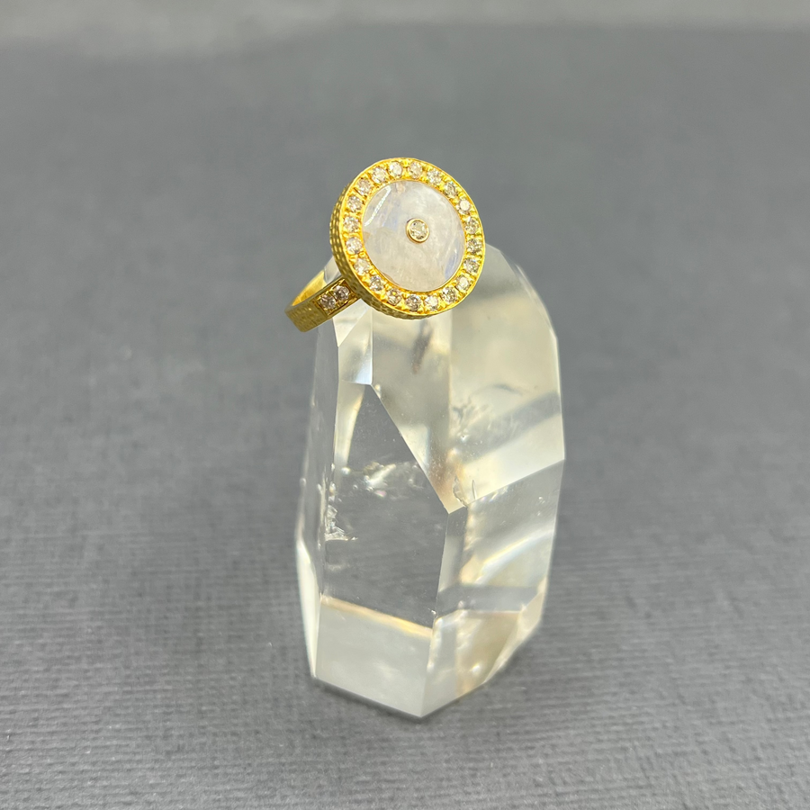 SUN MAG MOONSTONE AND DIAMOND RING