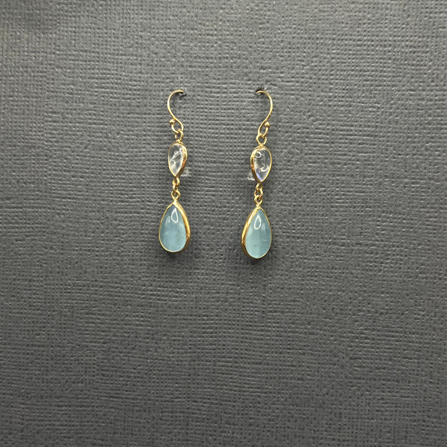 MOONSTONE & AQUAMARINE DROP EARRINGS