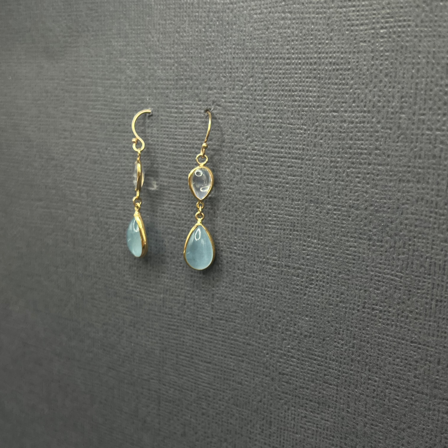 MOONSTONE & AQUAMARINE DROP EARRINGS