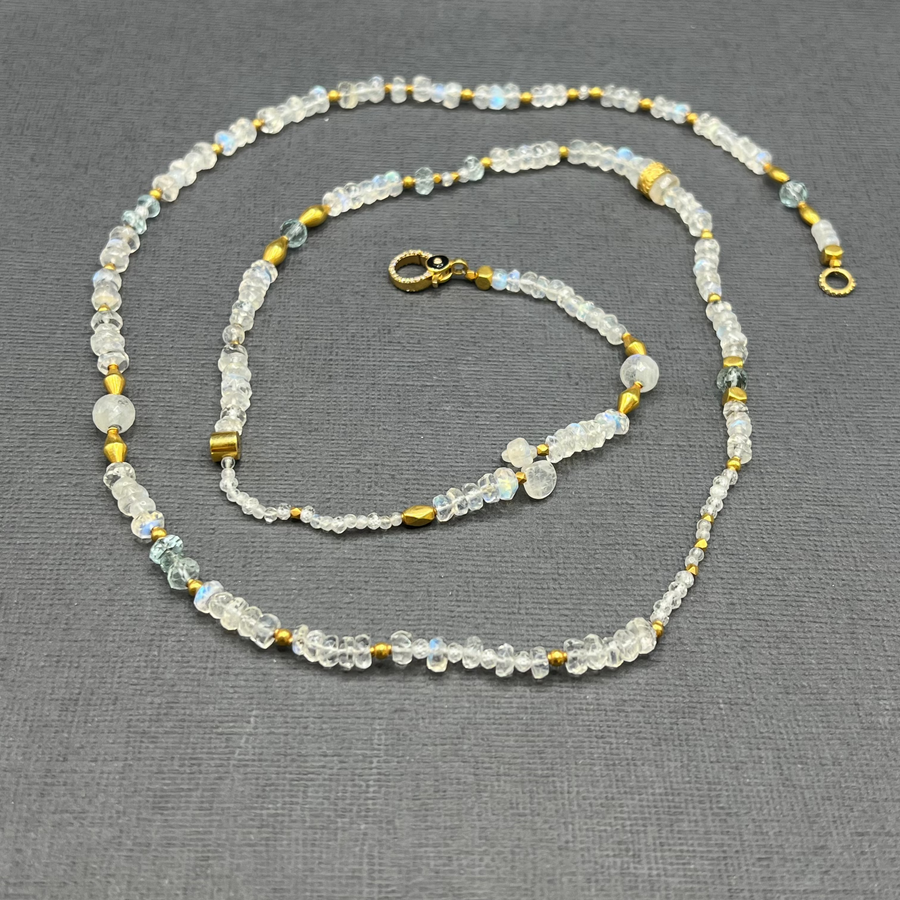 BEADED MOONSTONE LONG NECKLACE