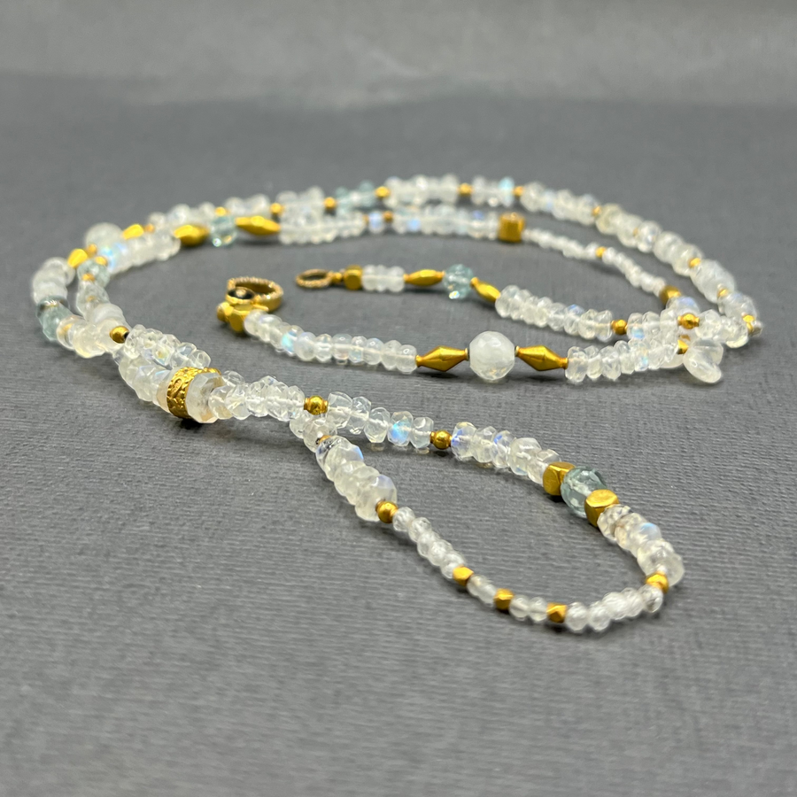 BEADED MOONSTONE LONG NECKLACE