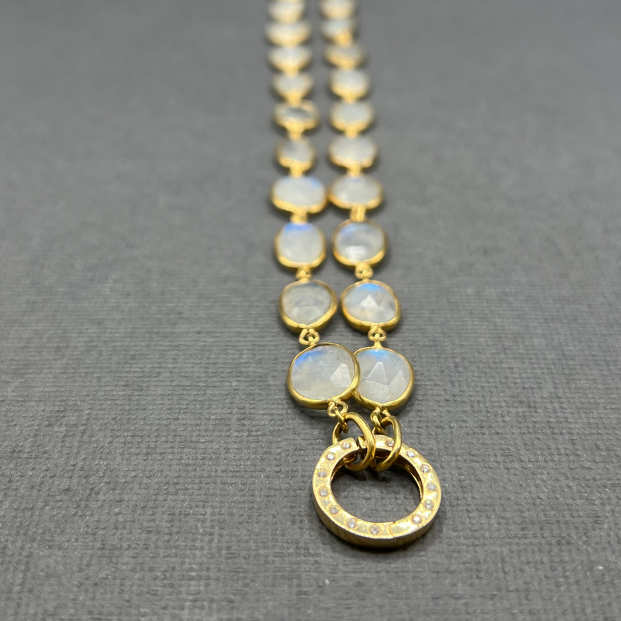 MOONSTONE NECKLACE WITH DIAMOND CLASP