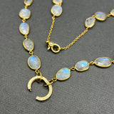 MOONSTONE NECKLACE WITH DIAMOND CLASP