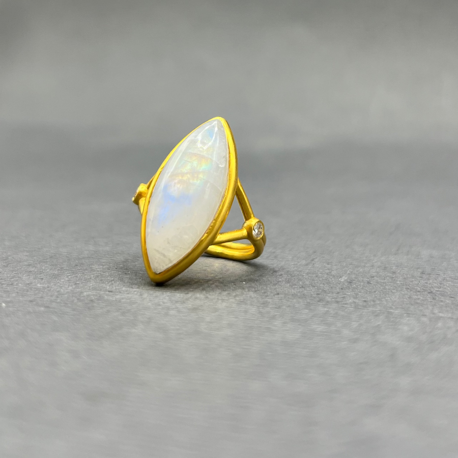 MOONSTONE AND DIAMOND RING