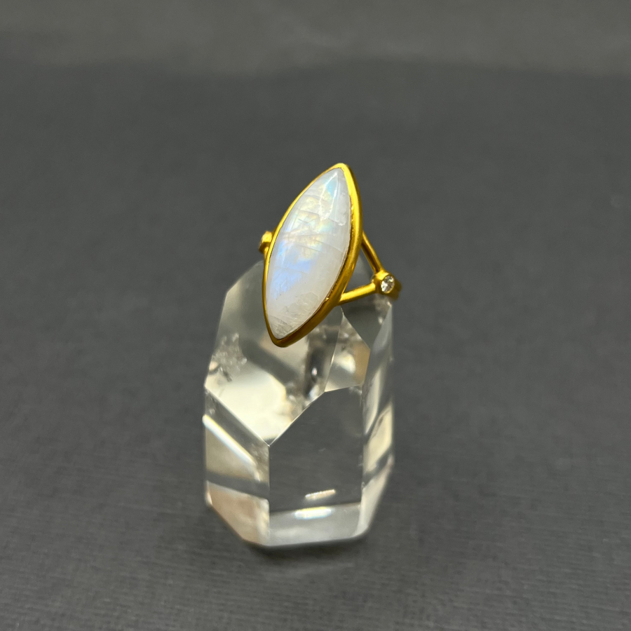 MOONSTONE AND DIAMOND RING