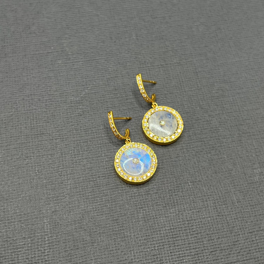 SUN MAG MOONSTONE AND DIAMONDS EARRINGS