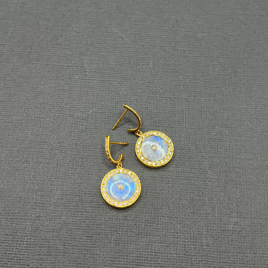 SUN MAG MOONSTONE AND DIAMONDS EARRINGS