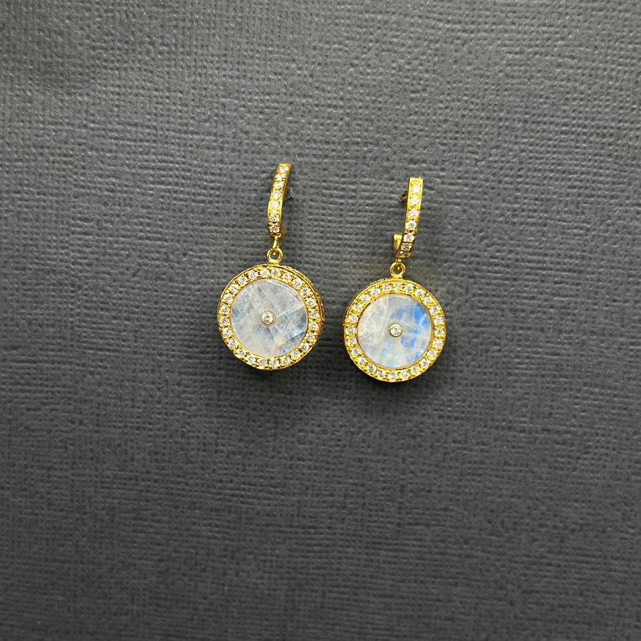 SUN MAG MOONSTONE AND DIAMONDS EARRINGS