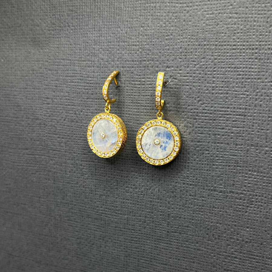 SUN MAG MOONSTONE AND DIAMONDS EARRINGS