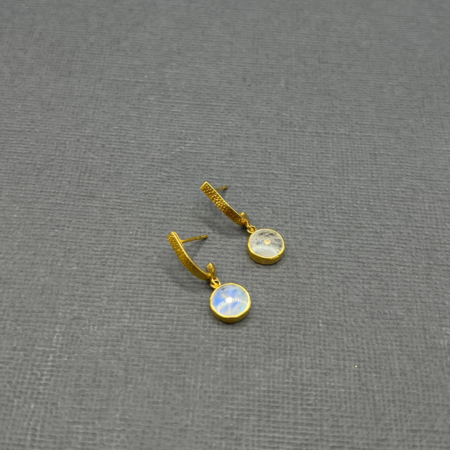 MOONSTONE SUN PIN POST EARRINGS