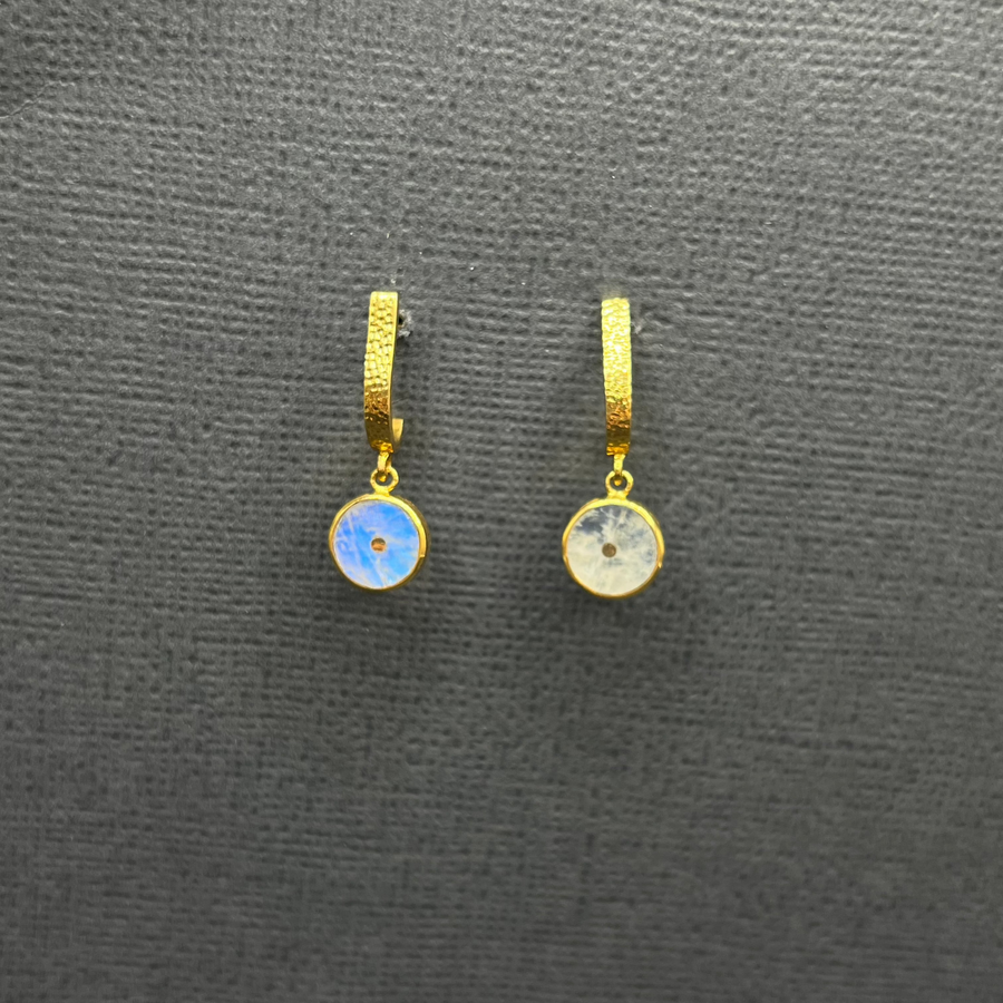 MOONSTONE SUN PIN POST EARRINGS