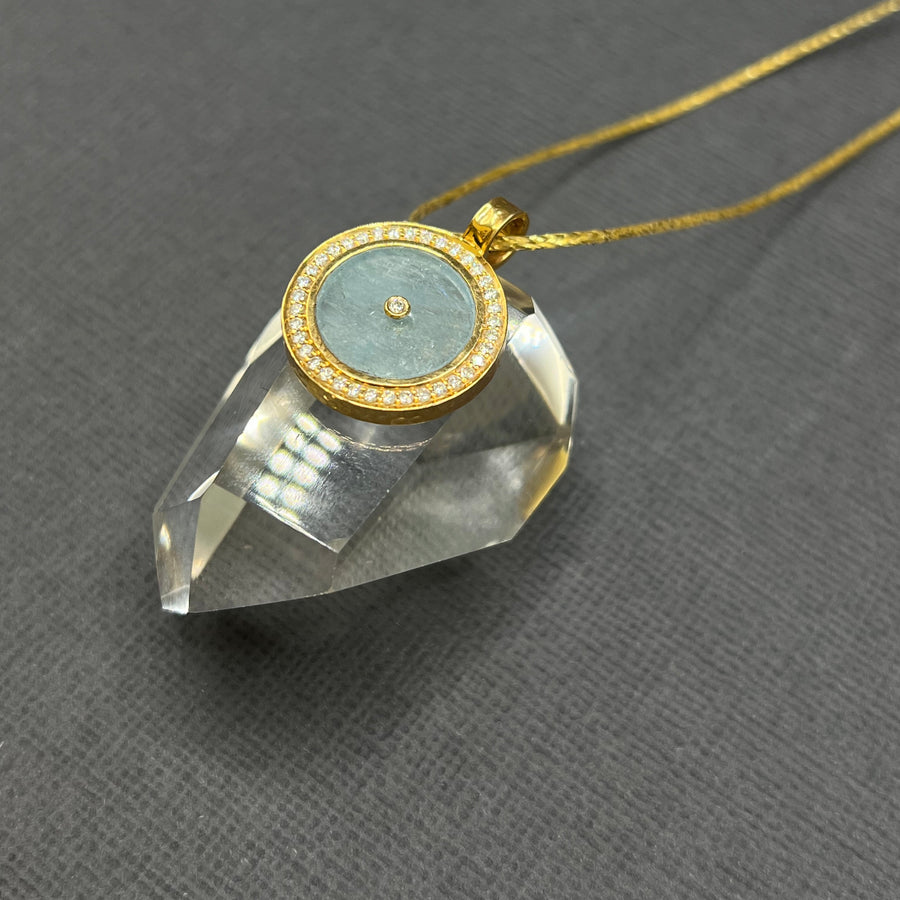 AQUAMARINE SUN WITH DIAMONDS AND SAPPHIRES