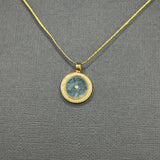 AQUAMARINE SUN WITH DIAMONDS AND SAPPHIRES