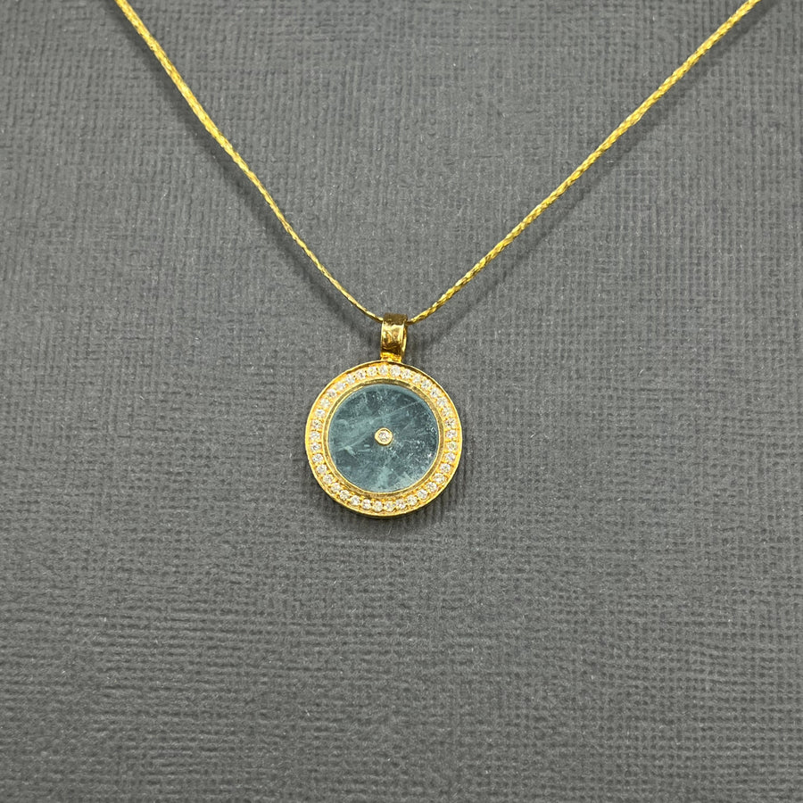 AQUAMARINE SUN WITH DIAMONDS AND SAPPHIRES