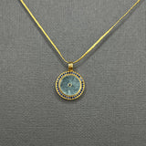 AQUAMARINE SUN WITH DIAMONDS AND SAPPHIRES