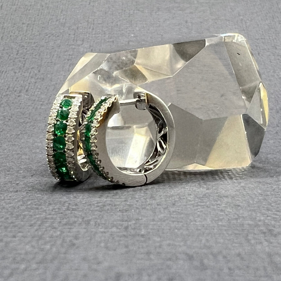 WHITE GOLD DIAMOND AND EMERALD EARRINGS