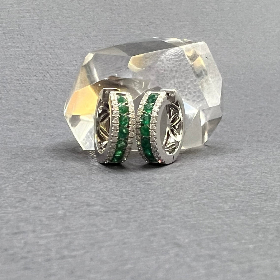 WHITE GOLD DIAMOND AND EMERALD EARRINGS