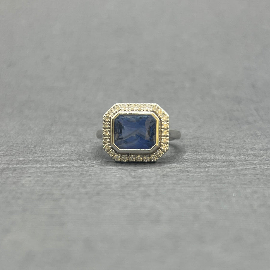 SAPPHIRE DIAMOND WHITE GOLD RING