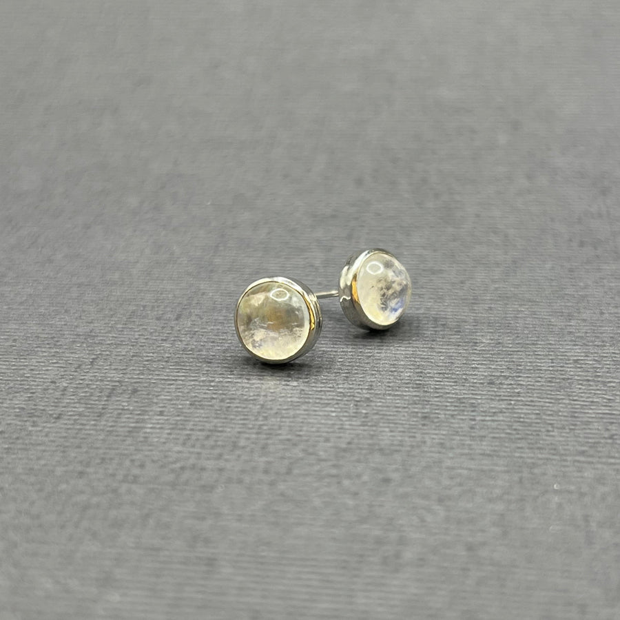 MOONSTONE WHITE GOLD STUD EARRINGS