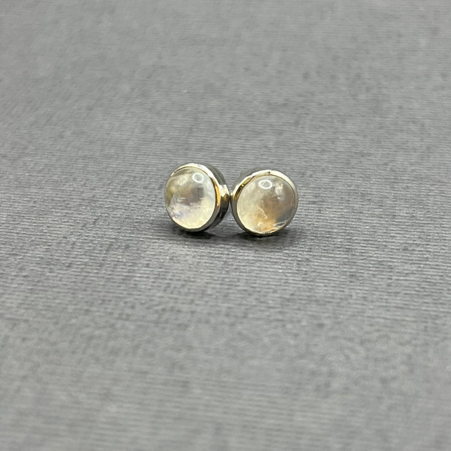 MOONSTONE WHITE GOLD STUD EARRINGS