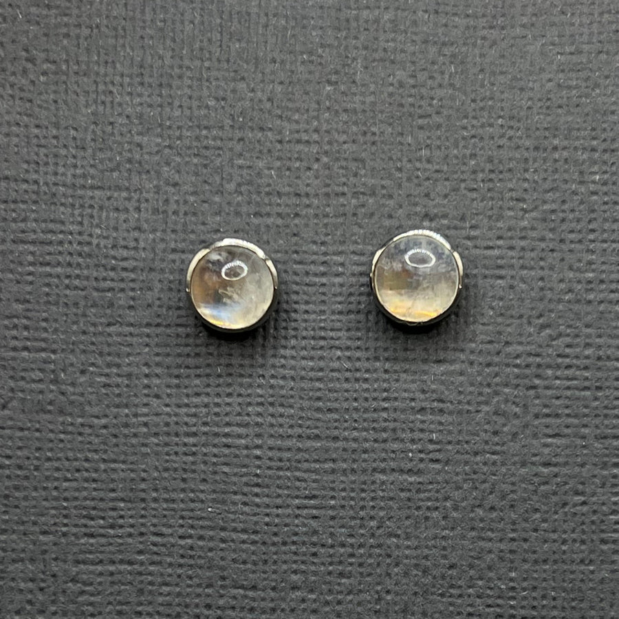 MOONSTONE WHITE GOLD STUD EARRINGS