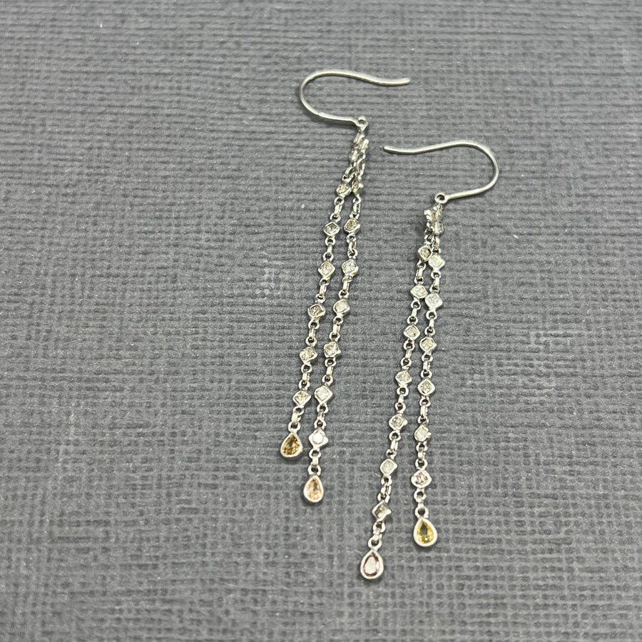 DIAMOND DANGLE WHITE GOLD EARRINGS