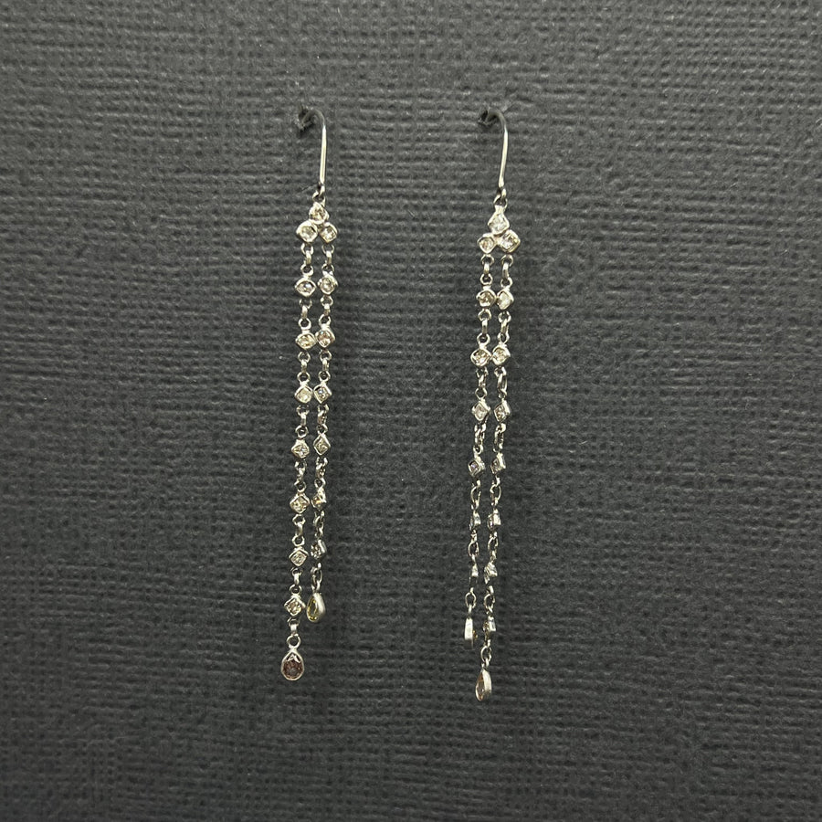 DIAMOND DANGLE WHITE GOLD EARRINGS