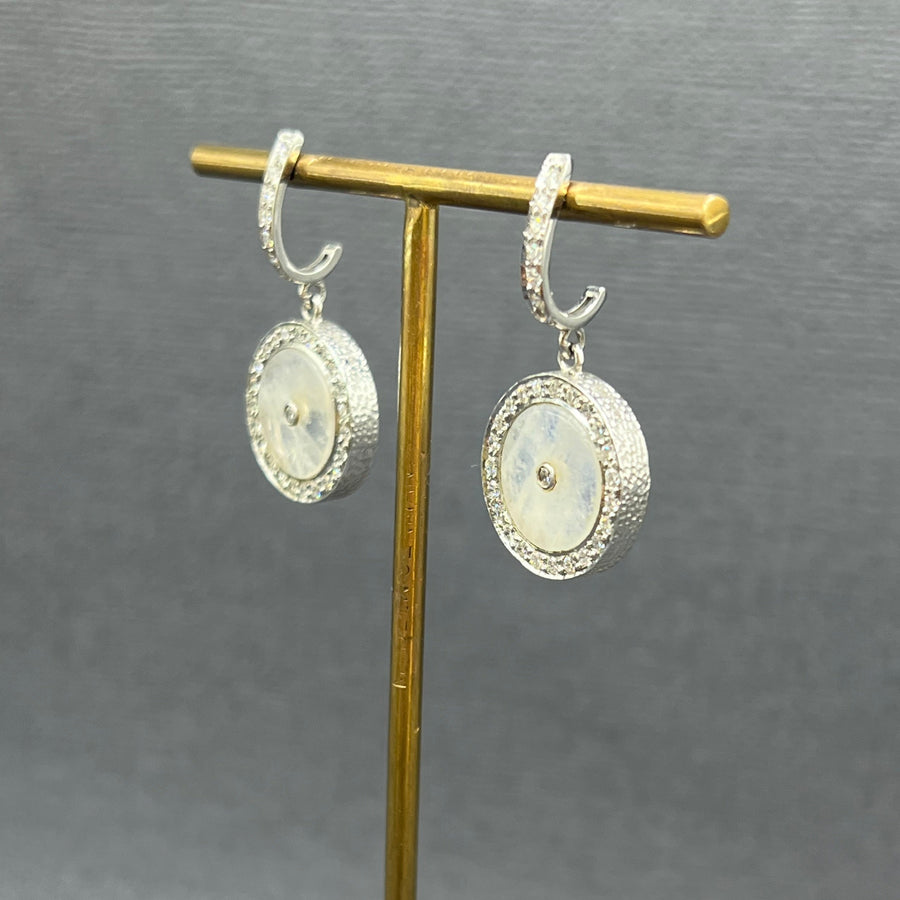 MOONSTONE DIAMOND SIGNATURE WHITE GOLD EARRINGS