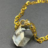 HAMMERED LINK CHAIN WITH DIAMOND CLASP