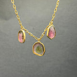WATERMELON TOURMALINE TRIO NECKLACE