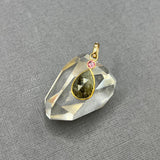 PINK TOURMALINE AND BERYL WITH DIAMONDS PENDANT
