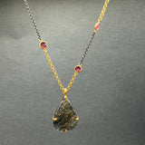 PINK TOURMALINE AND RUTILE PENDANT