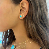 DIAMOND TURQUOISE STUD EARRINGS